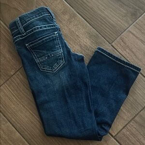 BKE Blue Straight Leg Jeans with Decorative Stitching